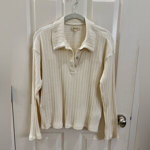 Madewell Cream Button Down Ribbed Shirt